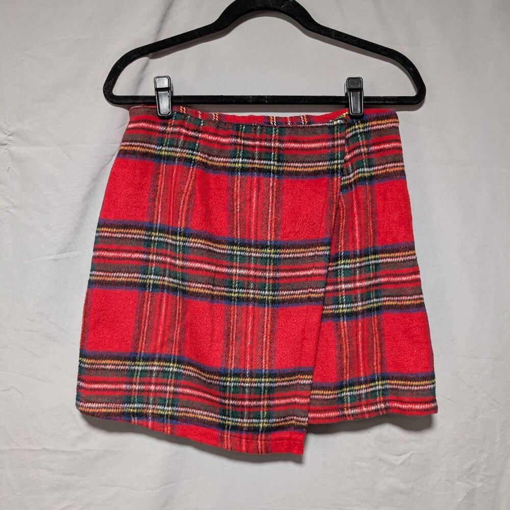 Plaid Tartan Wrap Style Mini Skirt Preppy Holiday Schoolgirl Punk Women's Large